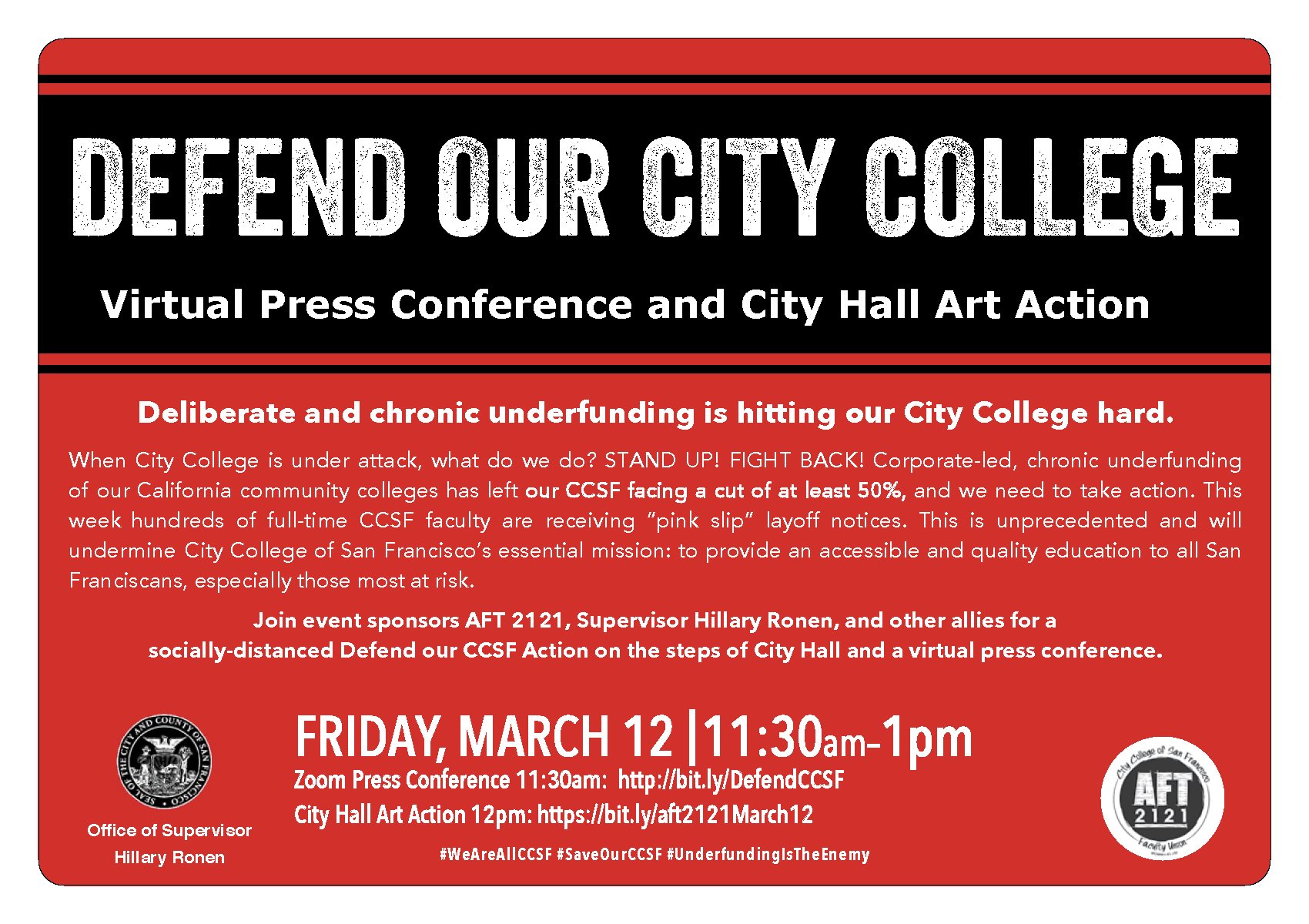 Ccsf Calendar Spring 2022 Defend Our Ccsf | Gmm | New Deal For Higher Education | Aft 2121